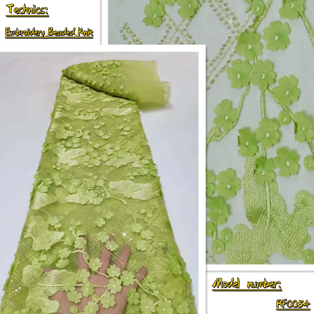 

OEMG Nigerian Lace Fabric For Wedding White Luxury Beaded Bridal Fabrics 2022 African Sequins Net Lace Fabric With Pearls RF0054