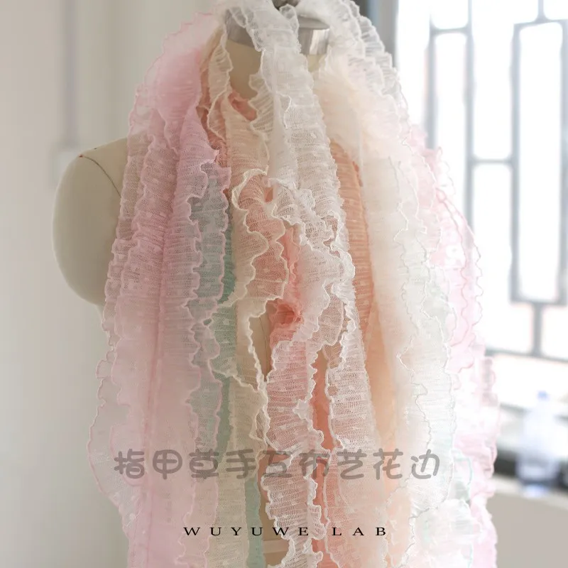 2 м плиссированный тюль кружевная ткань 5 см в горошек отделка аппликация на