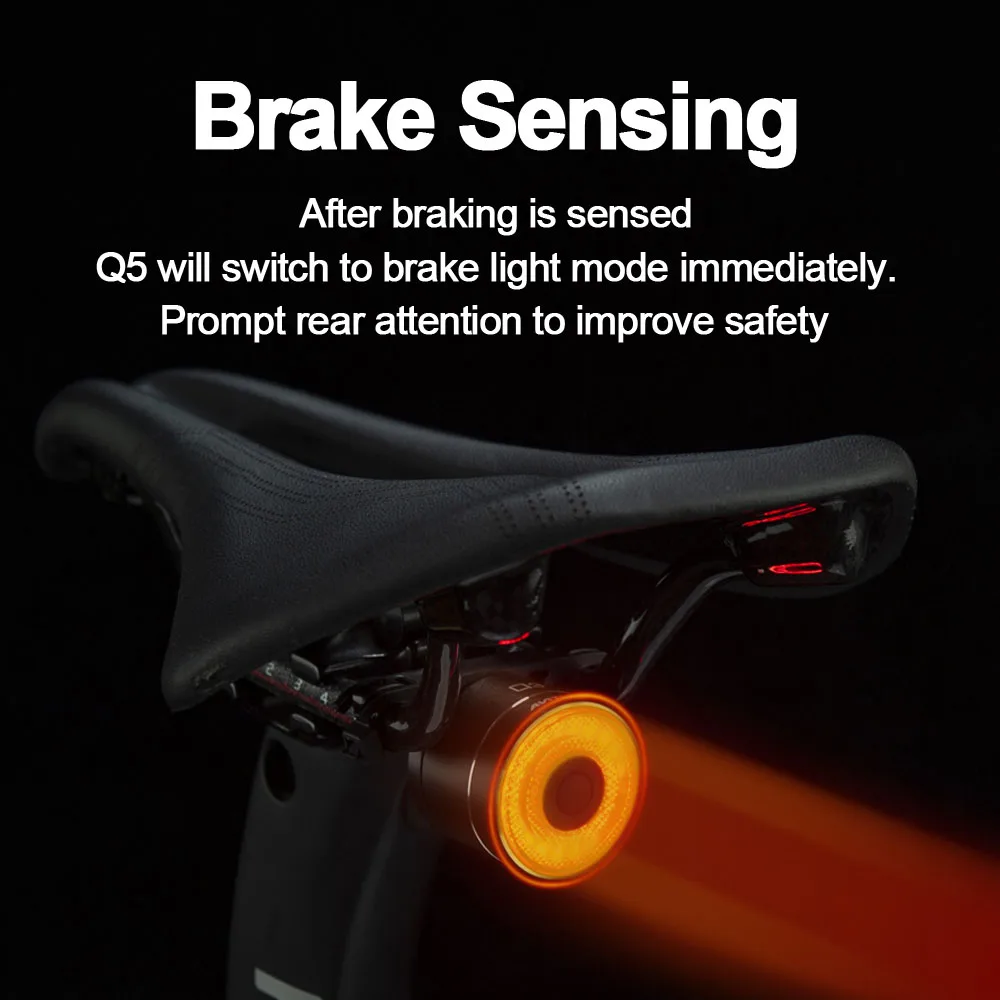 

ANTUSI Q3 Smart Brake Sensor Tail Light High Lumen Aluminum Alloy Safety Warning Bicycle Taillights Mountain Cycling USB Lamp