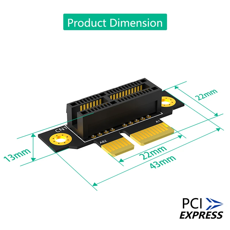 Переходник PCIE X1 3 0 дюйма 90 градусов с наружной резьбы на внутреннюю PCI Express 1X