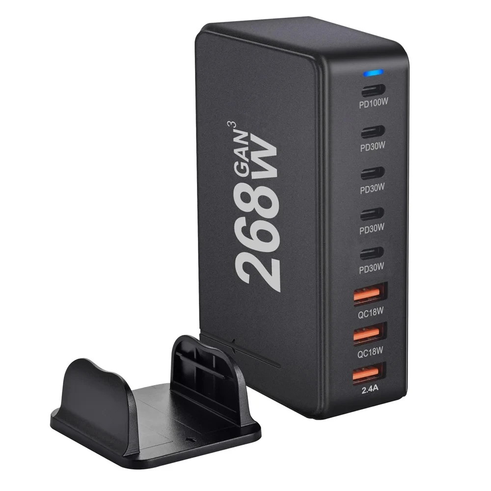 Настольное зарядное устройство GaN с 8 портами USB Type-C 268 Вт