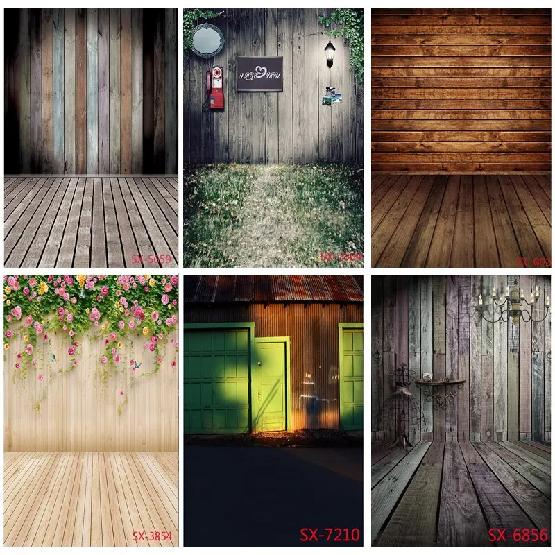 SHUOZHIKE Art Fabric Retro Wood Plank Flower Vintage Baby Photography Backdrops For Photo Studio Background Props 2157 YXFL-70