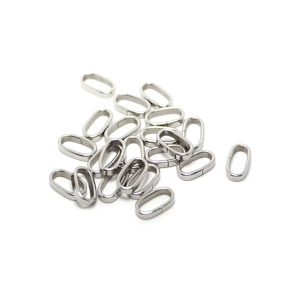 

10pcs Leather Loop Fastener,Leather Strap Buckle,Flat Oval Leather Findings,10x4mm Smooth Stainless Steel Leather Sliders