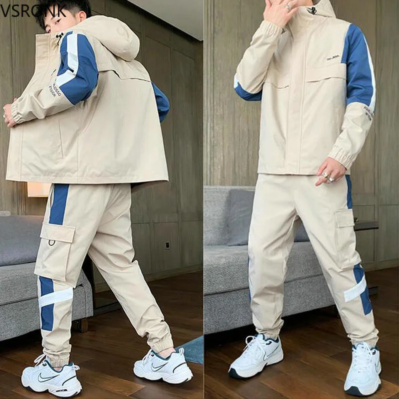 

Men's Fashion Tracksuits 2022 New Men Hip Hop Sweat Suit Male Patchwork Clothes Sweatshirts + Sweatpants Track Suit Sets