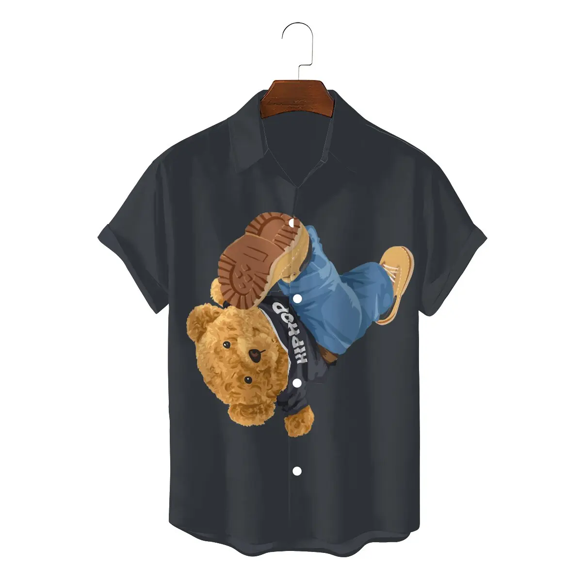 

Teddy Bear Creative Hawaii Shirt for Men Breakdance Square Collar 3D Shirt Distinctive Gift Clothes Streetwear