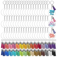 350pcs acrylic clear keychain blanks for vinyl with blanks tassels jump rings keychain rings for diy keychain craft