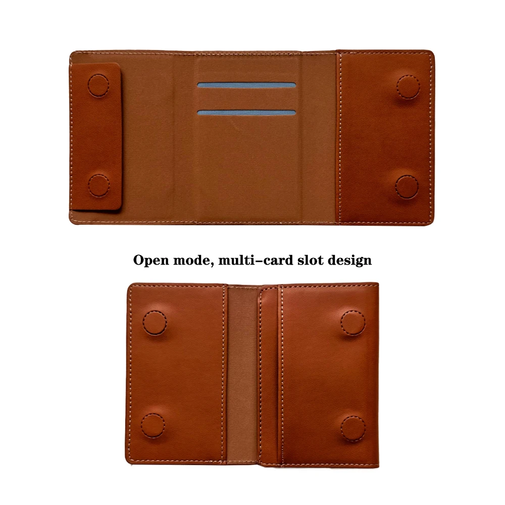 Leather Strong Magnetic Folding Card Holder Universal Phone Card Pocket Accessories Wallet with Reusable Sticker Luxury MB Type