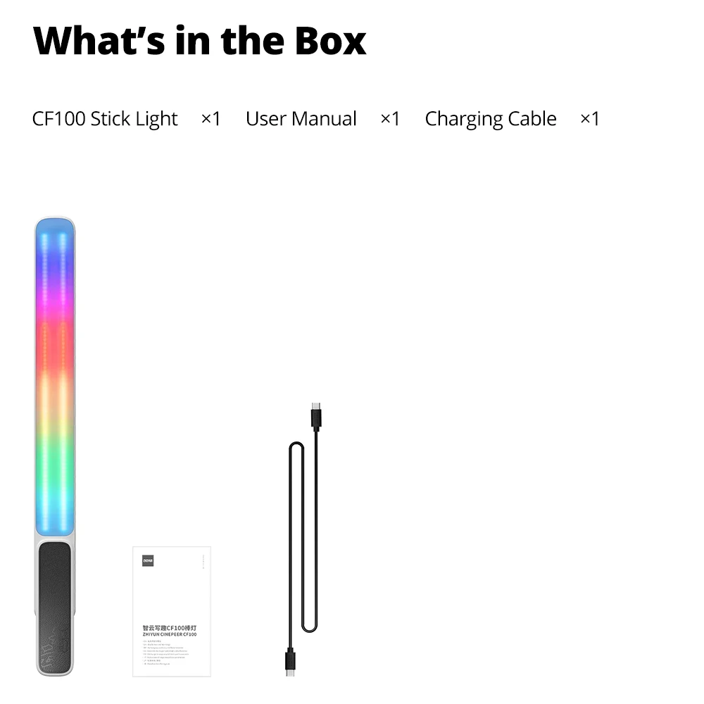 CINEPEER CF100 100 Вт RGB Light Stick 2700K-6500K Ручной светодиодный светильник для видеосъемки Vlog Live Stream Photography (art.: 3920ce4b453eb) - 3920ce4b453eb