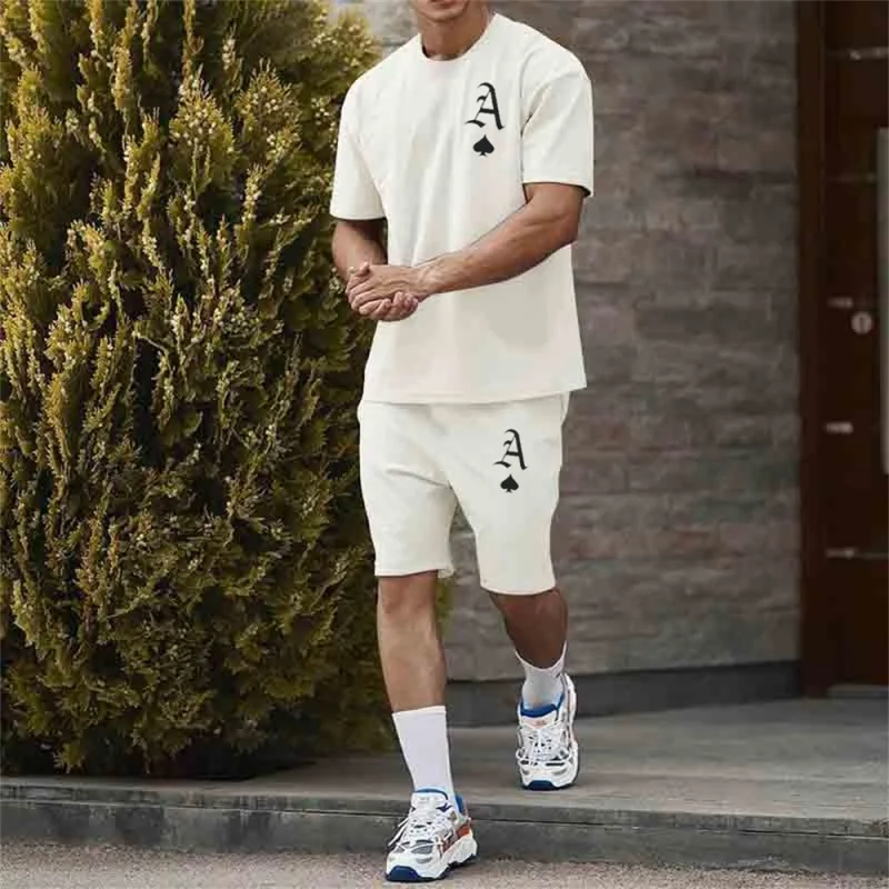 Summer men's clothing short-sleeved shorts suit O-neck sportswear men's oversized S-6XL sports suit luxury men's clothing 2-piec