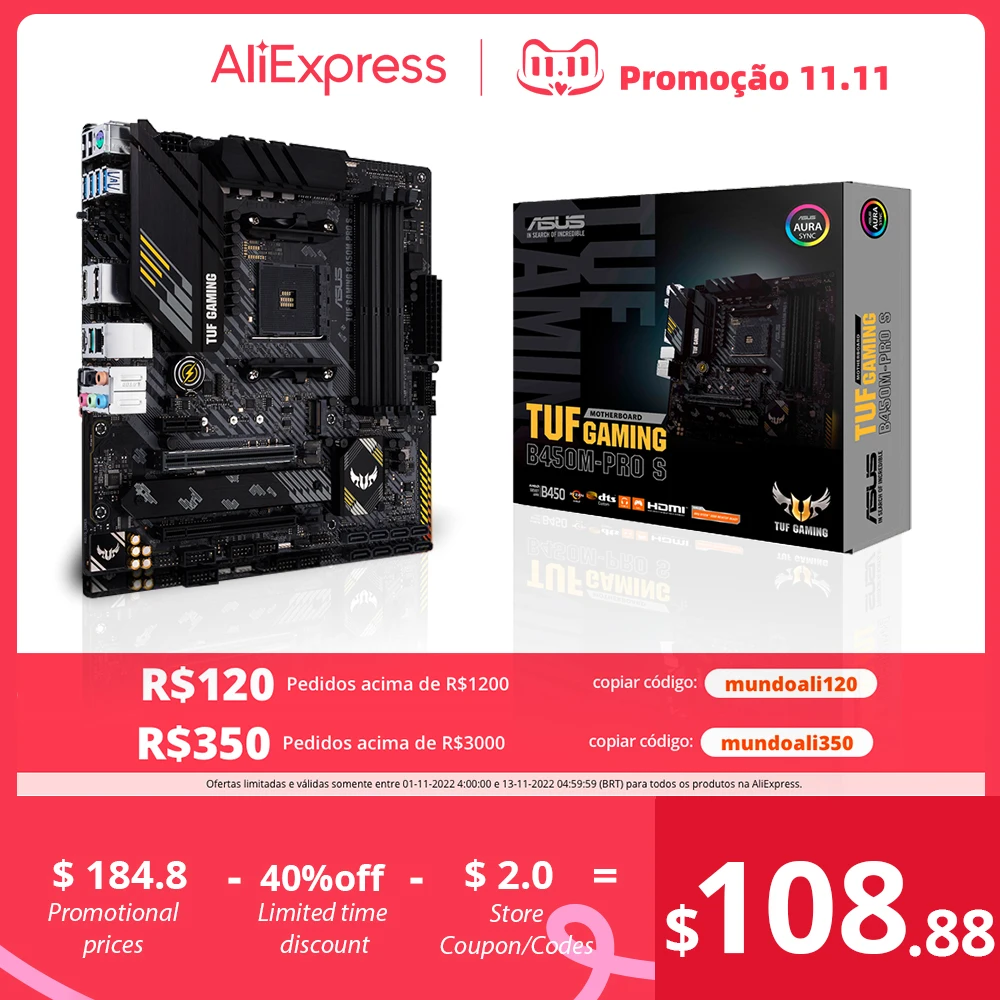 

Новый ASUS TUF GAMING B450M PRO S B450M материнская плата 4400 МГц 128G,M.2, HDMI 2.0B, type C и родной USB 3,1 Gen 2 Процессор AM4 для настольного компьютера