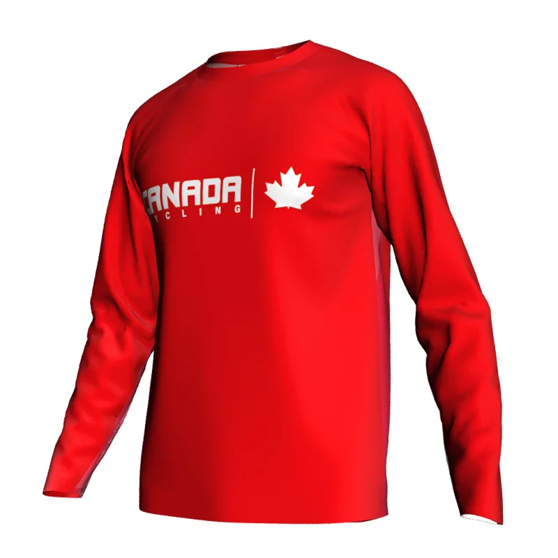 

Canada Cycling Wear Long Sleeve Jacket Bicycle Road Red Top Bike Shirt Motocross Bib Clothes Jersey Stretch Sweater Bikewear