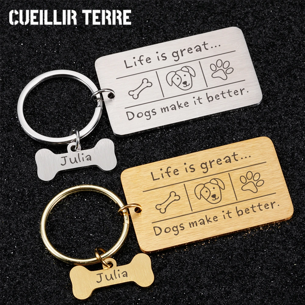 

Pet Lovers Keychain Personalized Gift Custom Keychains Laser Engraving Customization Name Accessories Engraved Keyrings Friend