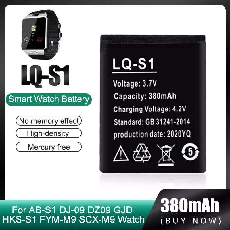 

1-4PCS LQ-S1 3.7V 380mAh Rechargeable Lithium Polymer Battery For Smart Watch AB-S1 DJ-09 DZ09 GJD HKS-S1 FYM-M9 SCX-M9 W8 LQS1