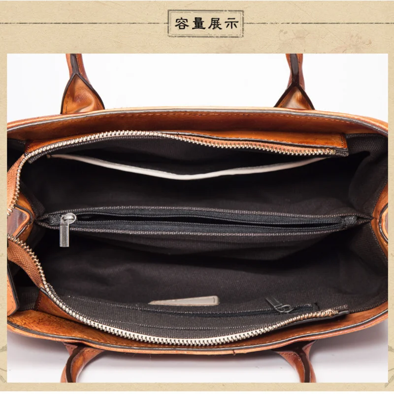 MOTAORA Retro Women Shoulder Bags Genuine Leather Handbags For Ladies Designer Luxury Handbag Hand Painted Women's Bag Woman