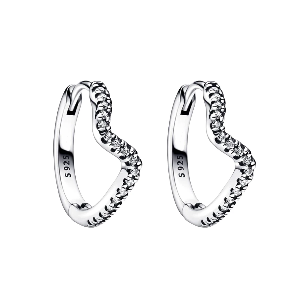 Pandora Rotterdam-Boucles d'oreilles créoles Wave pour femme, Argent Chim925, Accessoires originaux, Niche, Mode, Bijoux, Cadeau