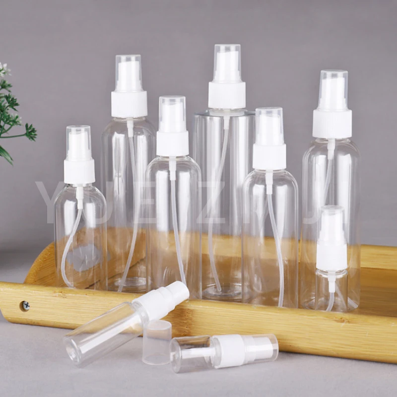 

10Pcs Refillable Perfume Liquid Spray Bottle Container Portable Mini White Lid Transparent Plastic 10ml/30ml