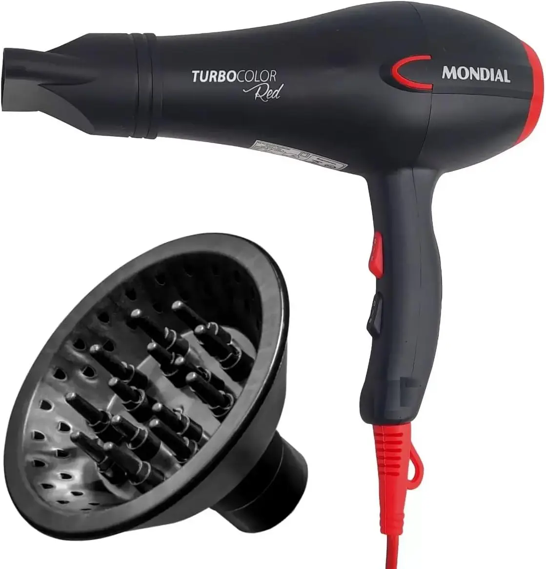 

De Cabelo Com Difusor Cachos Turbo Color Red 2000W - 220v