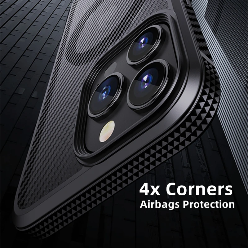 IPAKY for iPhone 14 Magnetic Case 14 Pro 14 Plus Carbon Fiber Anti-fingerprints Translucent Case for iPhone 14 Pro Max Case