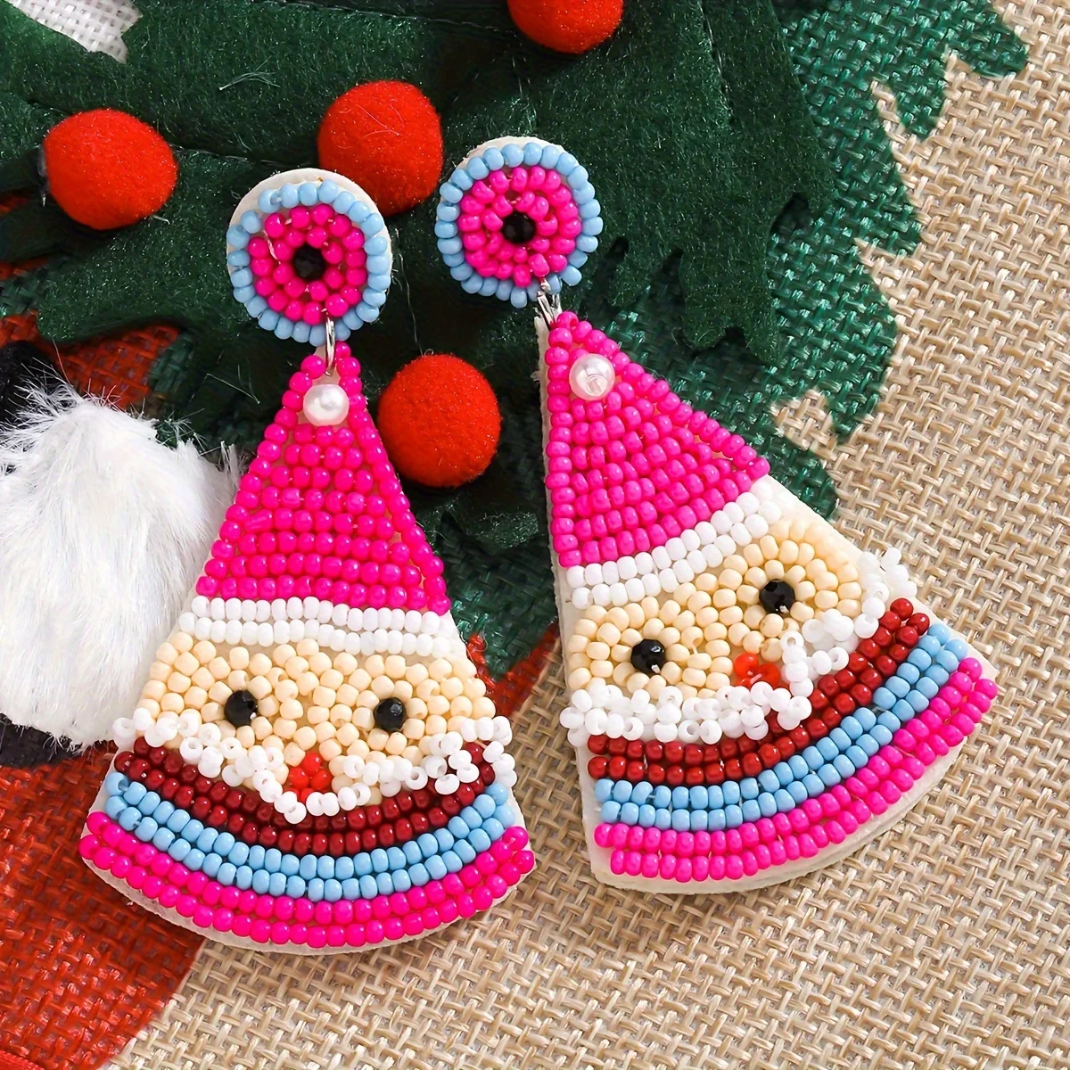 Рождественские Украшенные бусинами серьги Санта-Клауса Vedawas милые красочные