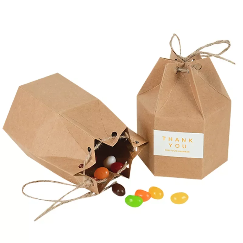 

NEW2022 10pcs Thank You Kraft Paper Candy Gift Boxes Brown Packaging Box Bags For Wedding Birthday Party Baby Shower Decoration