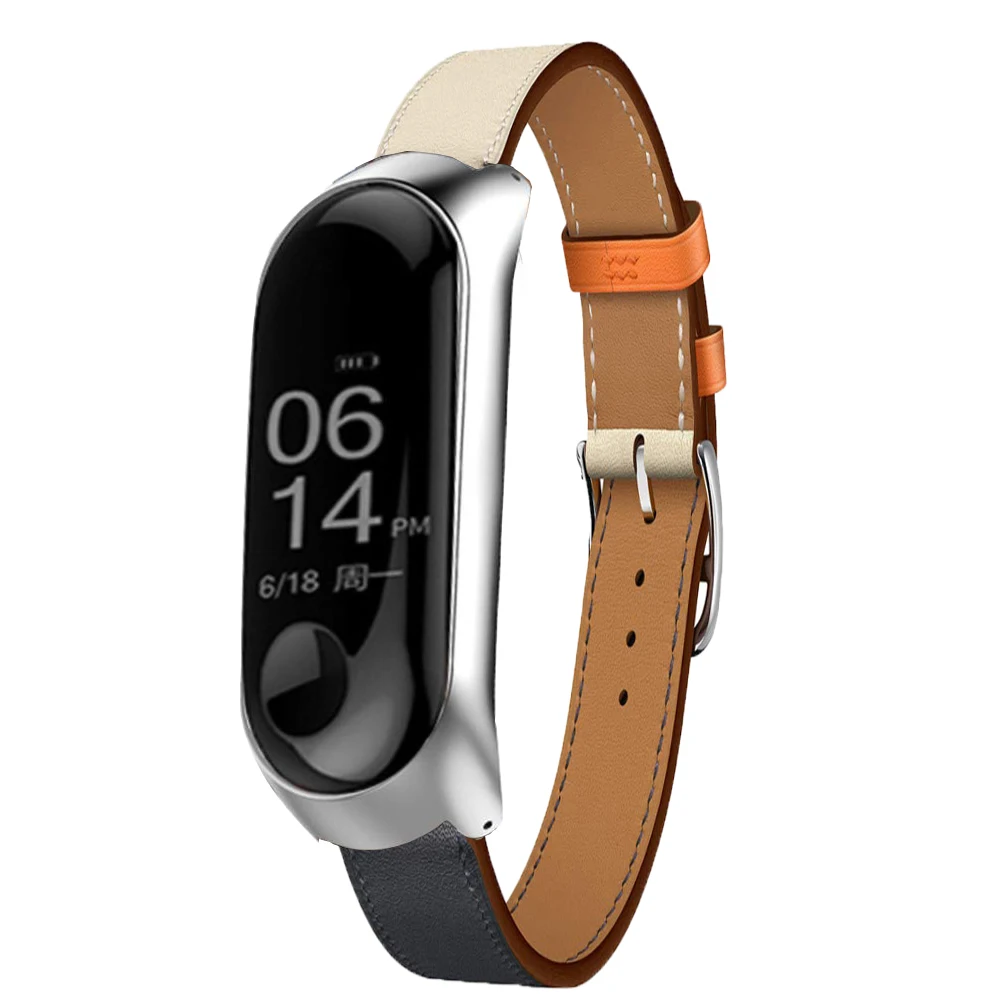 Фото Кожаный ремешок для Xiaomi Mi Band 4 5 6, спортивный браслет для xiaomi mi band 5 Mi Band 6 №5