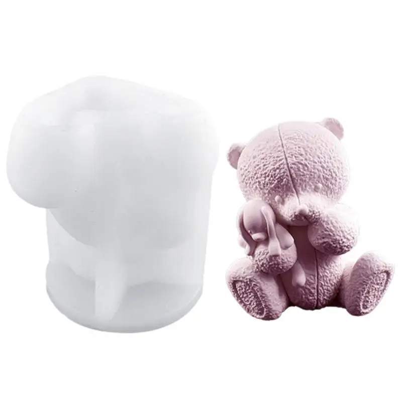 

Bear Silicone Mold 3D Cute Bear Scented Candle Mold Animal Bear Resin Silicone Mold For Candy Soap Candle Aroma Soap Chocolate