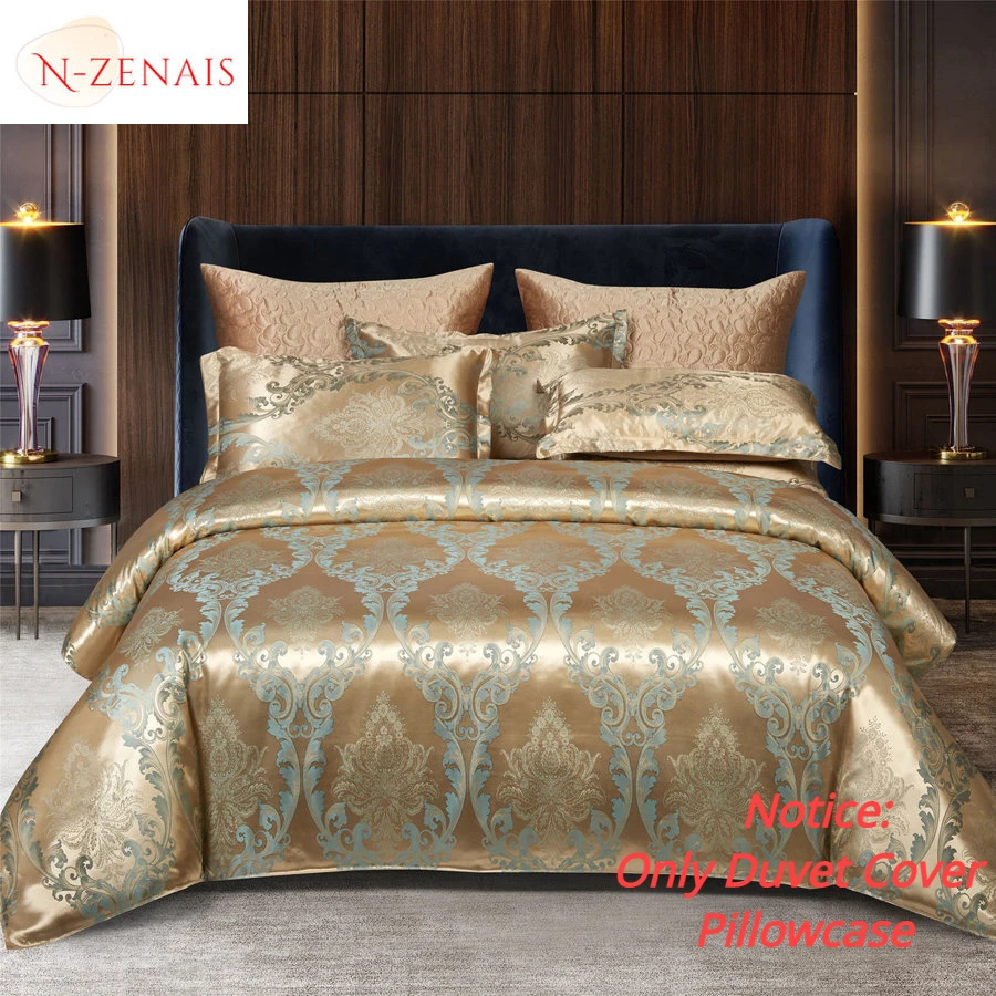 

European Luxury Satin Rayon Jacquard Duvet Cover 220x240 2 People Double Bed Quilt Cover Bedding Set Queen King Size Comforter