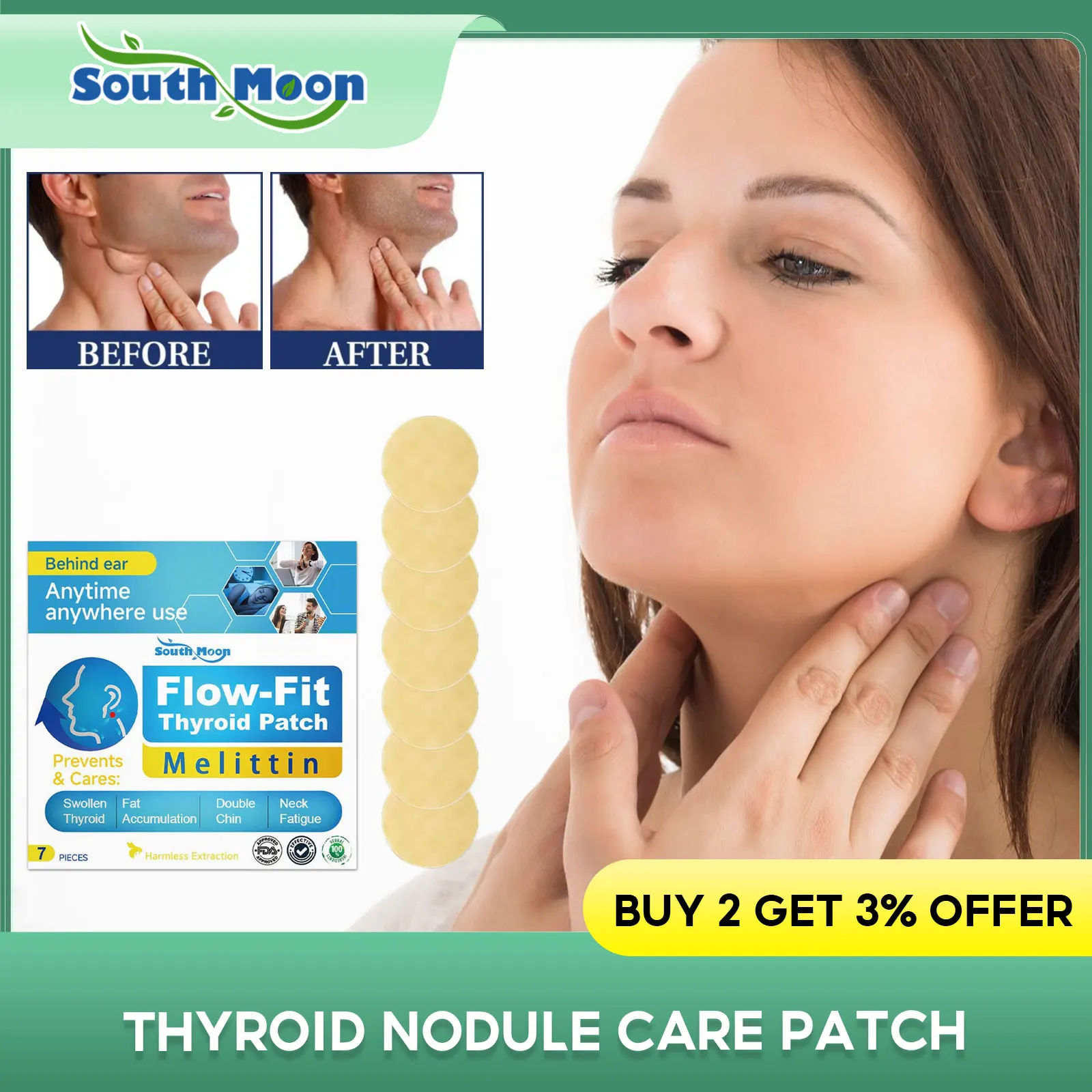 Пластырь для лечения щитовидной железы снимает усталость шеи удаляет двойной