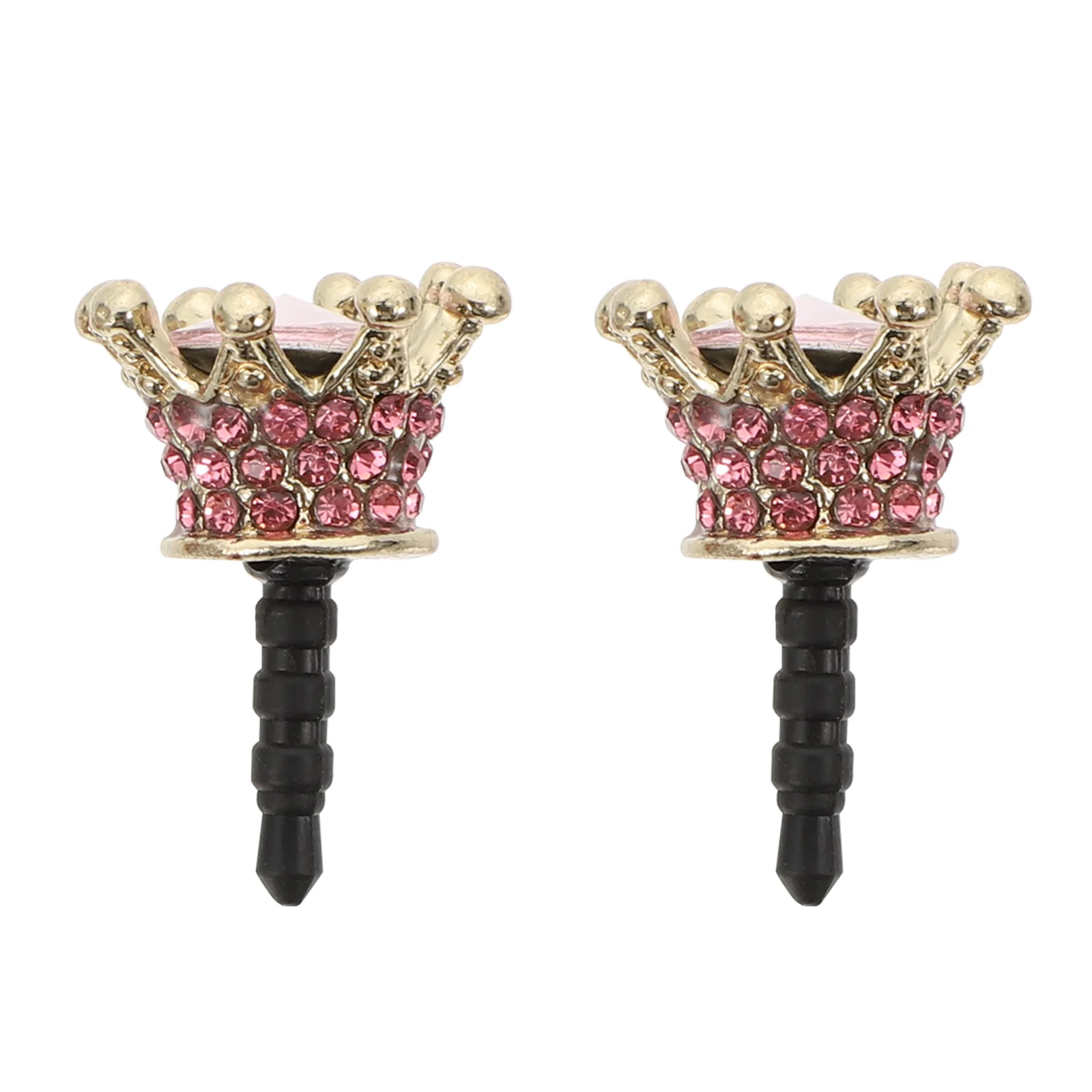 

2pcs Crown Cell Phone Decorations Pretty Anti-Dust Plugs 3.5 mm Headphone Plugs