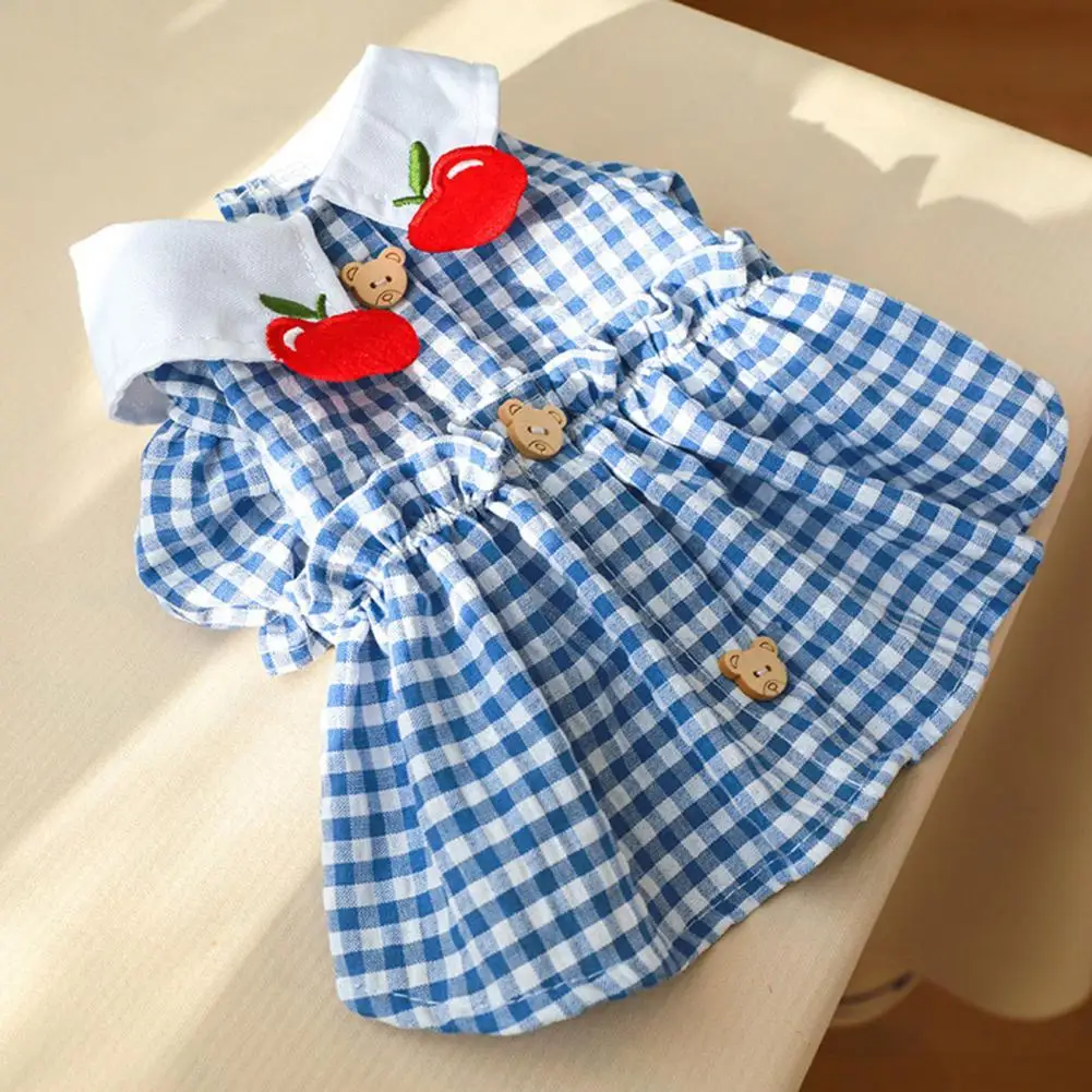 

Pet Skirt Comfy Dog Clothes Polyester Easy to Clean Chic Apples Collar Pet Skirt