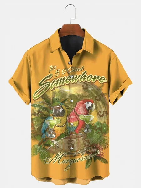 

2022 3d Plant Pattern Print Shirt Hawaii Beach Short Sleeve Fashion Casual American Retro Style Summer Men's and Women's Shirtss