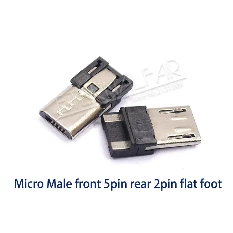 Мини USB 2 0 V8 Тип B Micro Male плоские ножки 5PIN после 2PIN сварочный прямой вертикальный