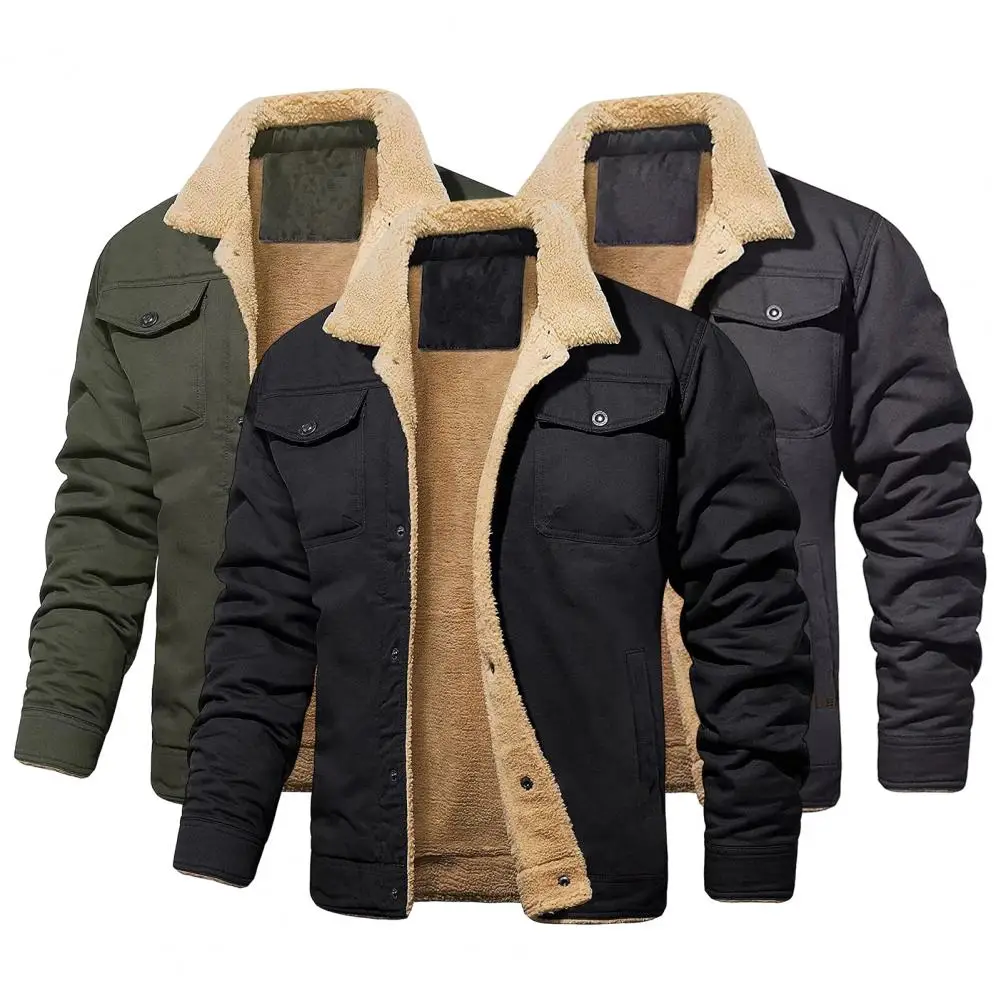 

Stylish Men Jacket Temperament Male Jacket Plush Lining Windproof Fleeced Lined Windbreaker Coat Dressing