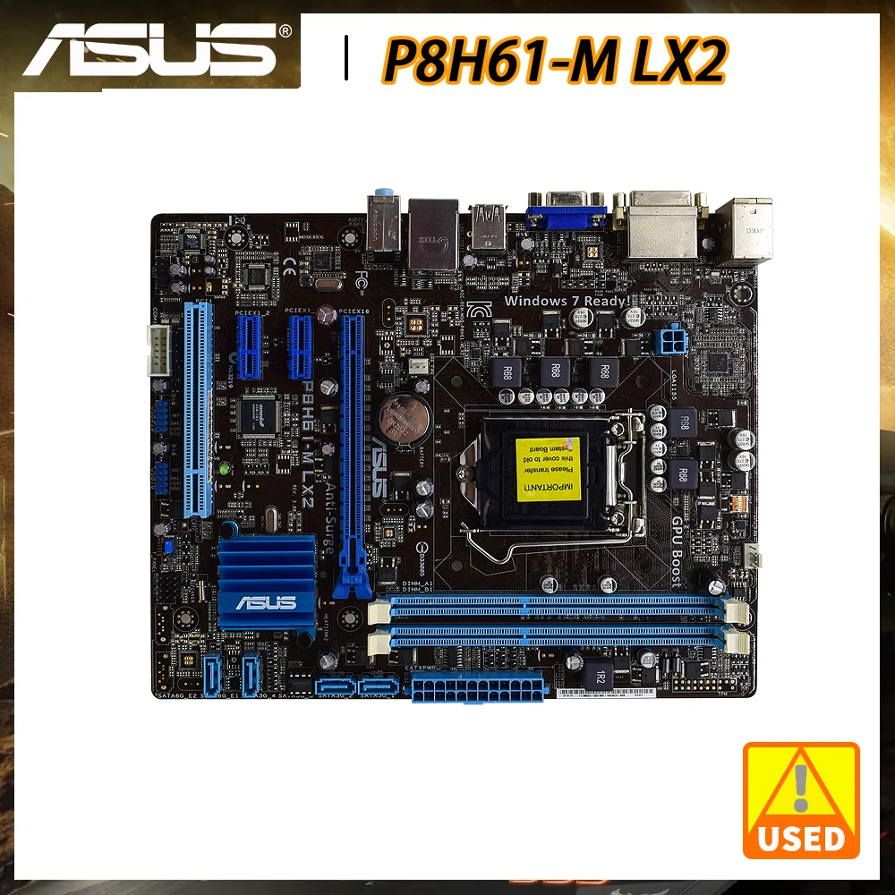 

Asus P8H61-M LX2 Motherboard 1155 Motherboard DDR3 16GB RAM Intel Core i7 3770 Processor H61 VGA DVI USB2.0 SATA2 PCI-E X16 Slot
