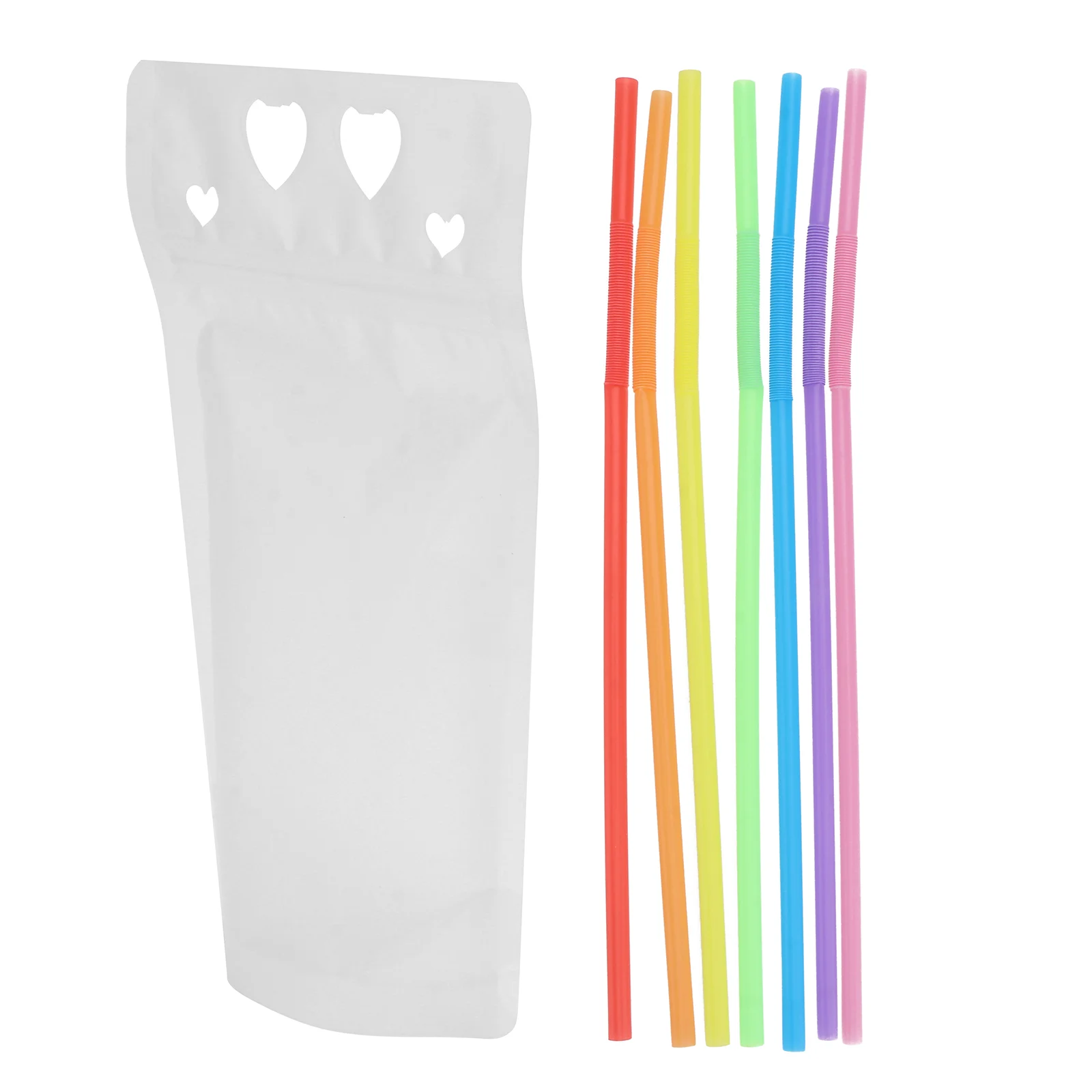 

50PCS Love Pattern Clear Drink Pouches Bags Heavy Duty Hand-held Translucent Reclosable Zipper Stand-up Plastic Pouches Bags