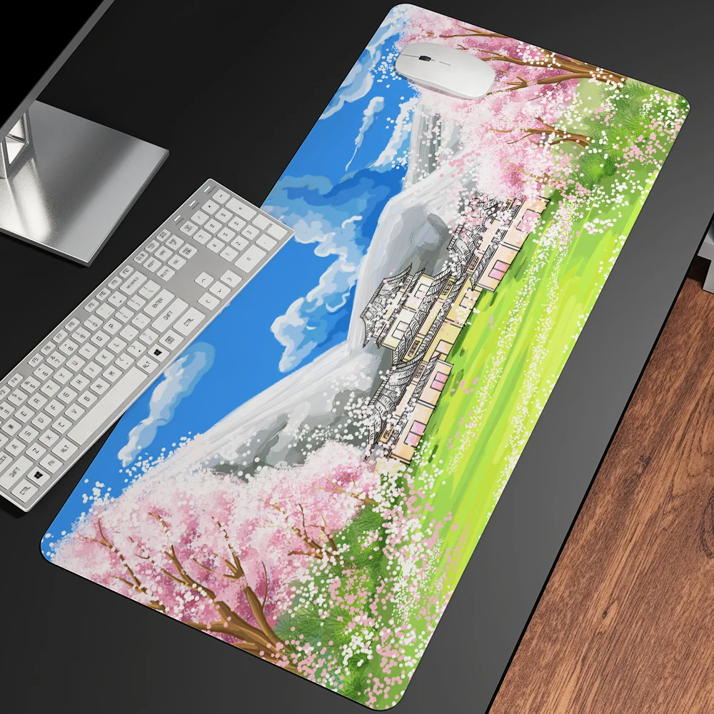 

Lotus Pond Spring Printed HD Printing Gaming Mousepad Computer Lock Edge Natural Rubber E-sports Desk Pad Large Mouse Pad