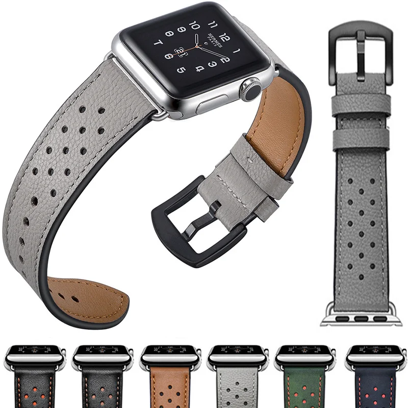 

Ремешок из натуральной кожи для Apple Watch Band 44 мм 40 мм Ultra 2 49 мм, деловой браслет для iWatch Series 8 7 6 5 4 3 9 44 мм 45 мм 41 мм 38 мм