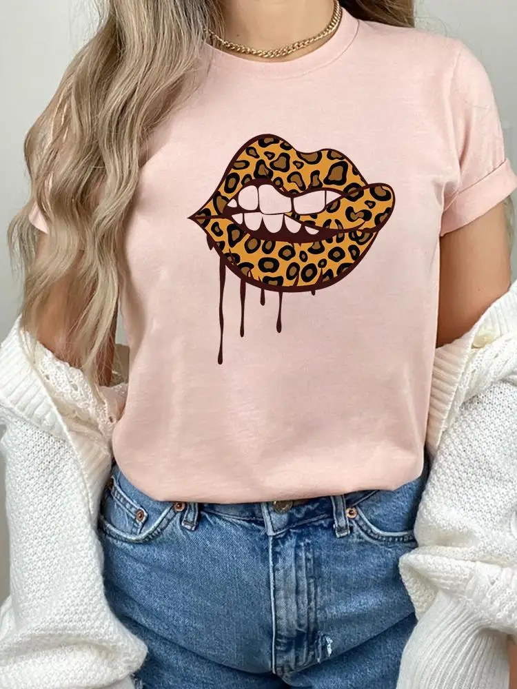 

Lip Clothes Women Female Summer 90s Style Leopard Trend Cute T Clothing Print Graphic Tee Fashion Short Sleeve Casual T-shirts