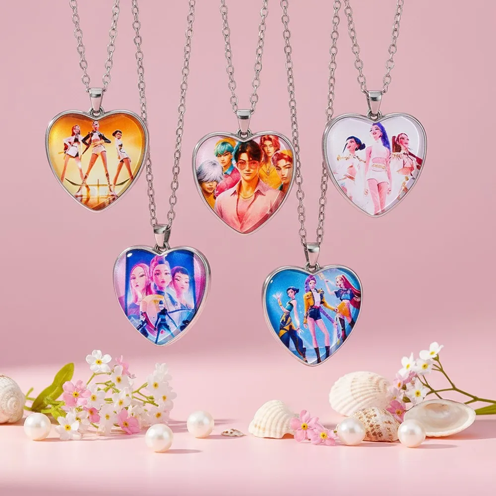 Фото Мультфильм K-Pop охотник на демонов креативный дизайн сердца ожерелье кулон Rumi Mira Zoey модные ювелирные аксессуары для фанатов подарок №5