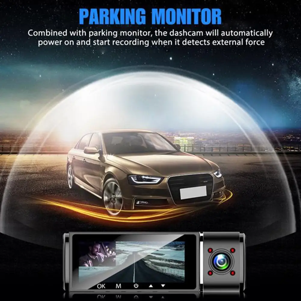 Dual Camera Car Dash Cam Dvr Registrator Full HD 1080P Video Recorder Front And Inside Cabin For Uber Taxi Drivers |