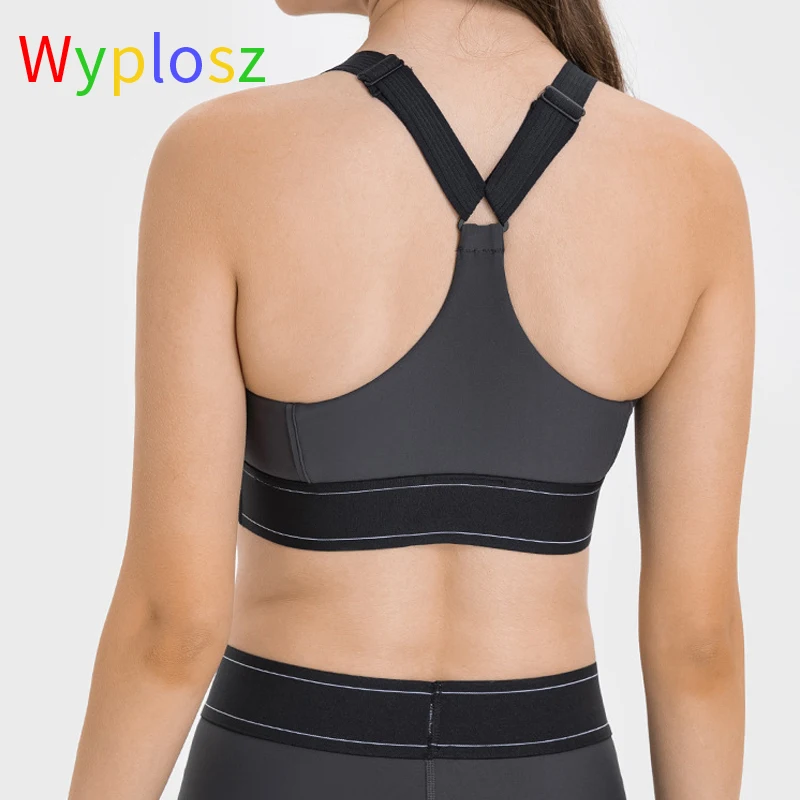 Wyplosz Sports Bras Fitness Women Push Up Training Workout Yoga Top Contrast Back Adjustable High Strength Spring Summer Running