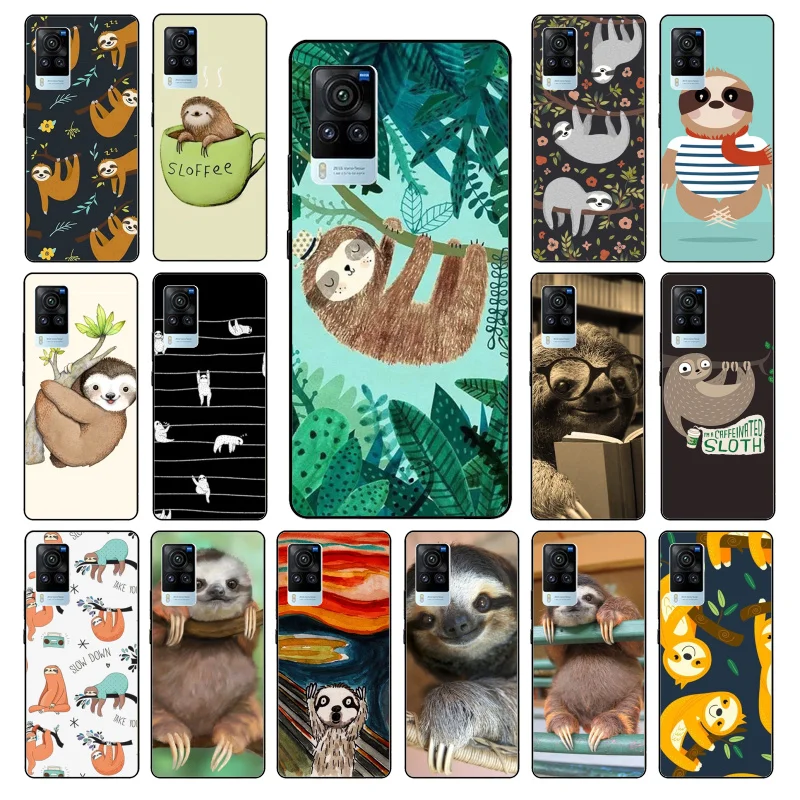 

Cute Caffeinated Sloth animal Phone Case for VIVO V21e V20 SE V2023 V15 Pro V21 V19 V17 Neo 1819 1915 1907 1906 X60 Pro X50