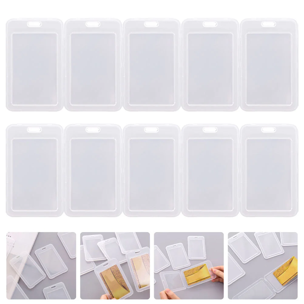

20 Pcs Clear Card Sleeves Blank Holder Durable Work Cards Neck ID Plastic Student