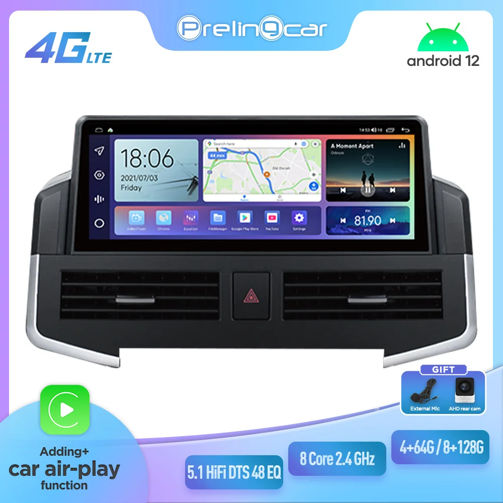 

Prelingcar 12.3“ For Toyota Land Cruiser 2005-2013 Android 12 Car Monitor 128G Carplay RDS GPS Built 2din Radio DVD Player 5.1