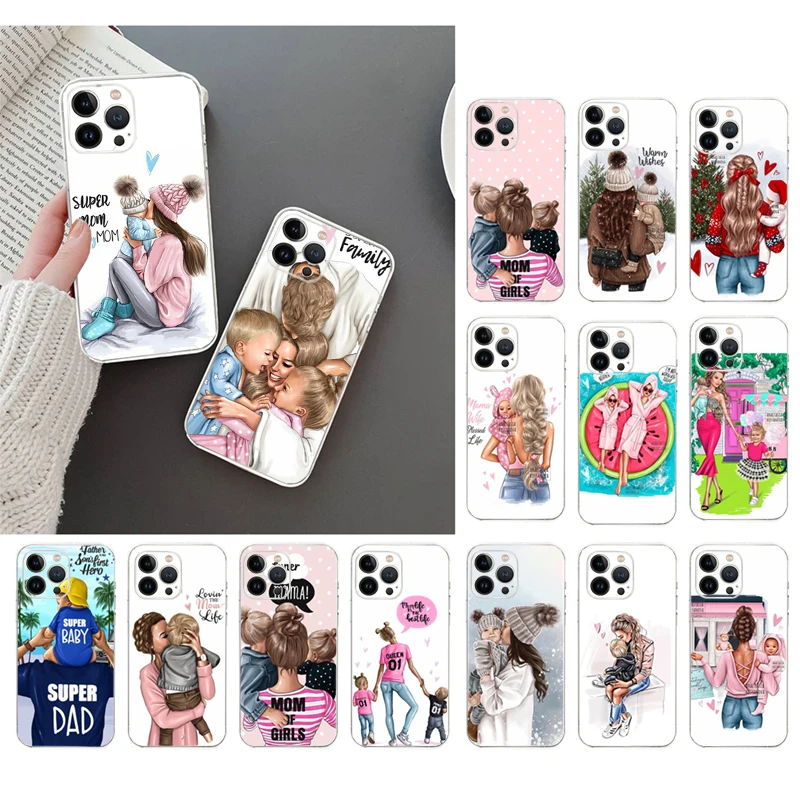 

Phone Case For iphone 14 Pro Max 13 12 11 Pro Max XS XR X 12mini 7 8 Plus SE Mom Dad Boy Girl Baby Case Funda