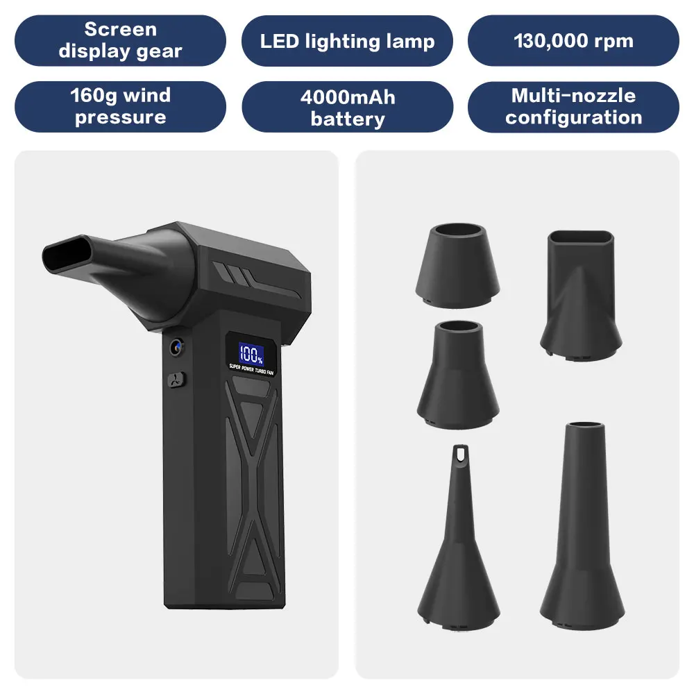 

Бесщеточный воздуходувка JBS 130000 об/мин: турбоструйный вентилятор/вакуум для ПК/клавиатуры/автомобиля/уборки дома