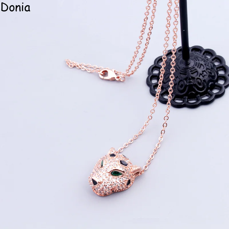

Donia Jewelry European and American fashion leopard pendant titanium steel micro-inset AAA zircon luxury necklace earrings
