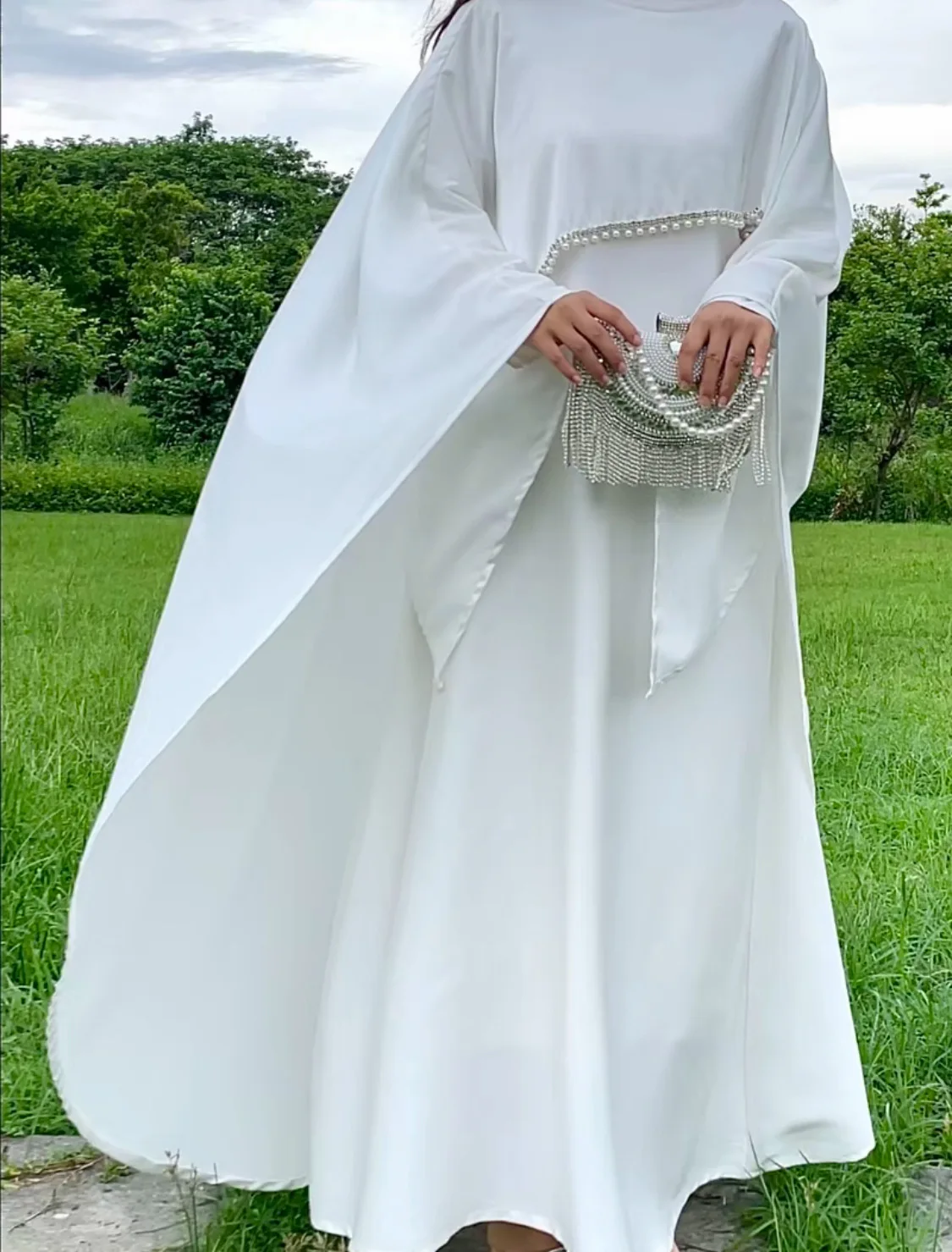 Femme Musulmane Vestidos Pearl Beads Абая для женщин Дубайская накидка Вечернее платье