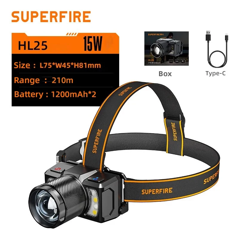 

SUPERFIRE HL25 светодиодный налобный фонарь