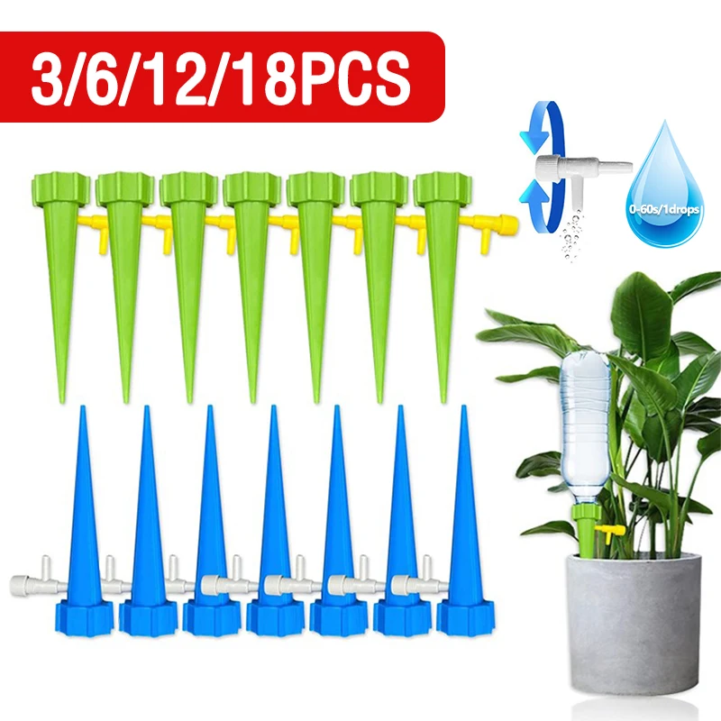 

Auto Irrigation Drippers Self Plant Watering Spikes Kit with Slow-Release Control Switch for Garden Flower Plants Indoor Outdoor